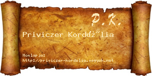 Priviczer Kordélia névjegykártya